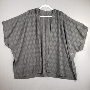 Maurices One Size Kimono Rauna Wrap Gray Textured Diamond Print Boho Indie Drape